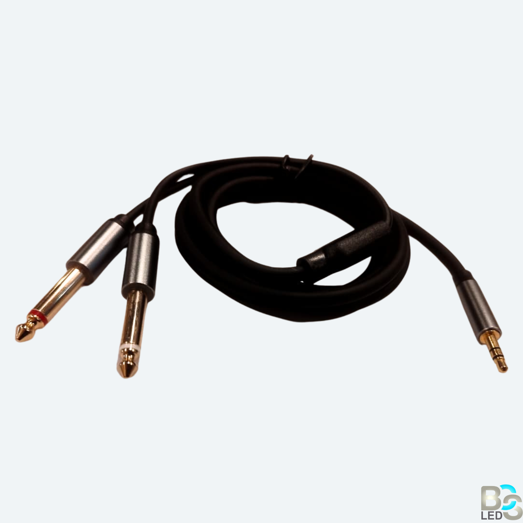 BCS LED Professional 3.5mm EP Stereo to 2 x 6.35mm Mono Audio Interconnect Cable - 1.5M