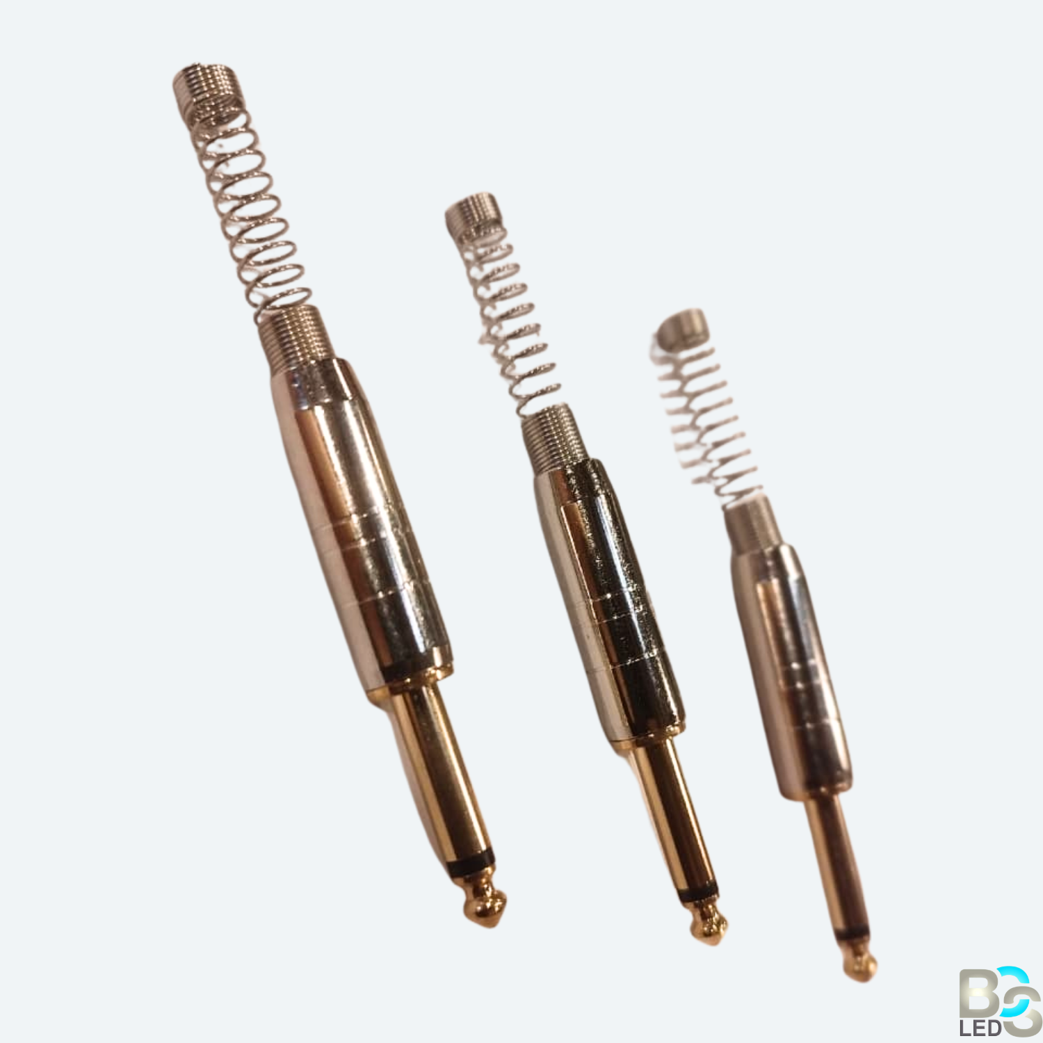BCS LED Professional 6.35mm (1/4 Inch) Mono Straight Jack Connector - Heavy Duty TS Audio Plug with Spring Strain Relief (Pack of 5)