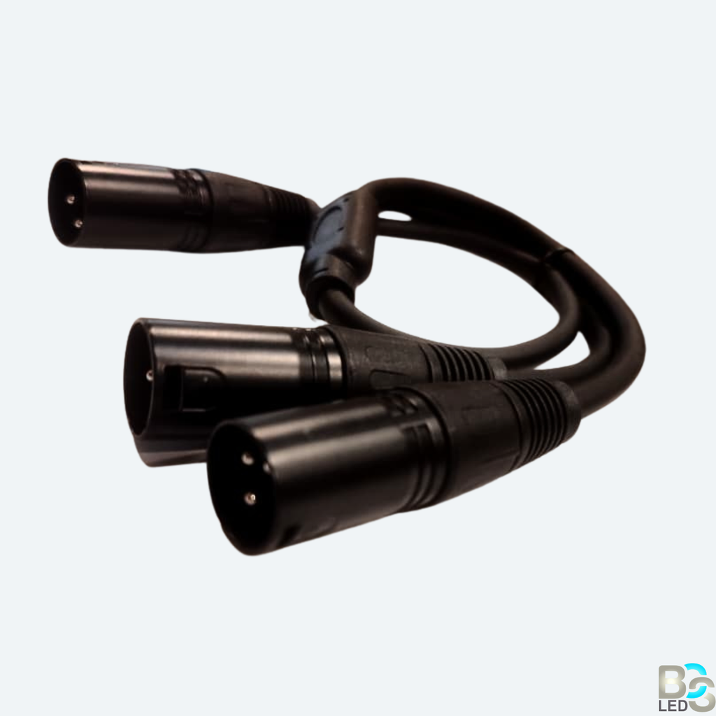BCS LED Professional XLR Male to Dual XLR Female Y-Splitter Cable - 0.5M Balanced Audio Patch Cord for Mixers, Mics, and Amplifiers