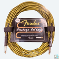 Fender Vintage Voltage Premium Instrument Cable - 10m (33ft) Braided Guitar/Bass Lead - Yellow/Black Tweed